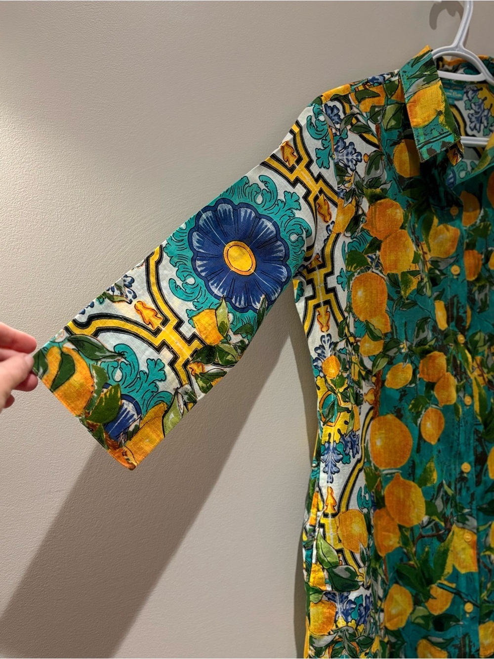 Antica Sartoria Lemon Print Shirt Dress Tunic Mediterranean Resort Wear - Size S - Picture 3 of 8